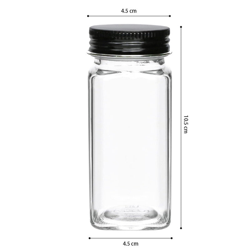 Salt & Pepper Shakers: Hivvago 12 Pack Glass Spice Jar Set 120ml Airtight Square Jars with Shaker Lids Labels Funnel and Brush
