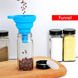 Salt & Pepper Shakers: Hivvago 12 Pack Glass Spice Jar Set 120ml Airtight Square Jars with Shaker Lids Labels Funnel and Brush
