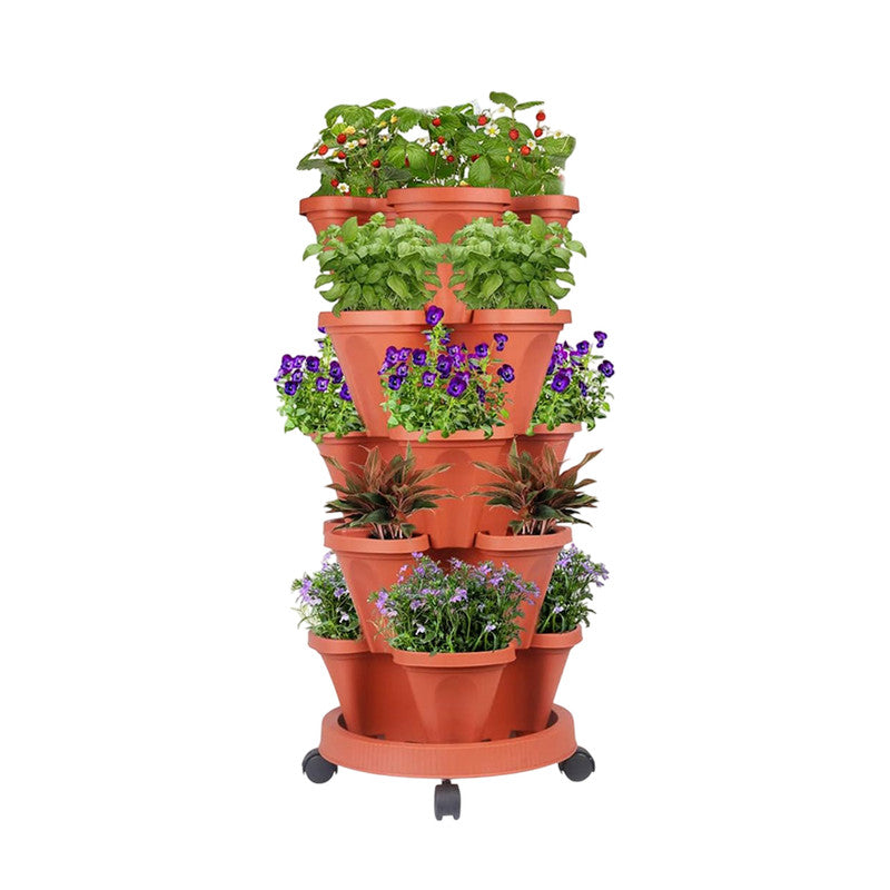 Pots, Planters & Accessories: Hivvago 5-Tier Vertical Garden Planter  Stackable Indoor/Outdoor Pot with Base