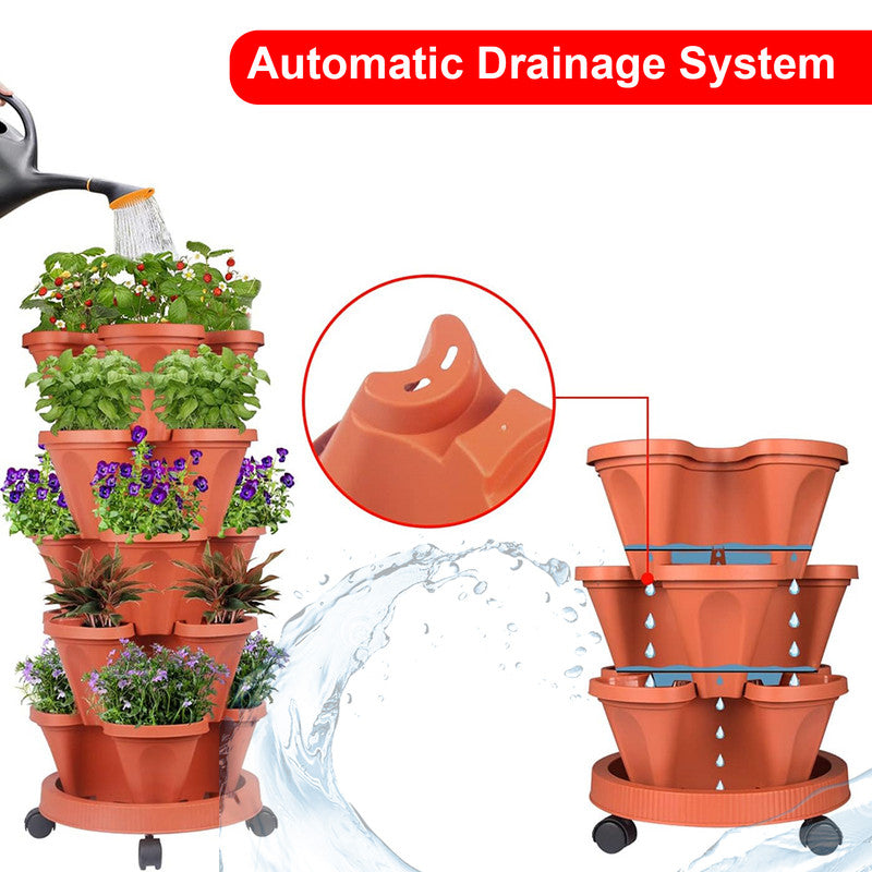 Pots, Planters & Accessories: Hivvago 5-Tier Vertical Garden Planter  Stackable Indoor/Outdoor Pot with Base