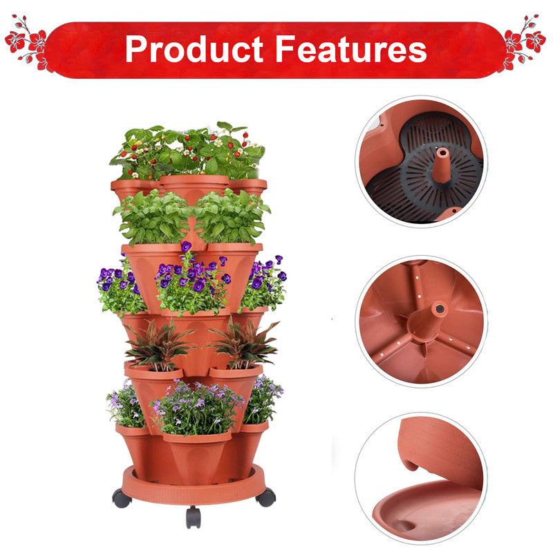 Pots, Planters & Accessories: Hivvago 5-Tier Vertical Garden Planter  Stackable Indoor/Outdoor Pot with Base