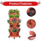 Pots, Planters & Accessories: Hivvago 5-Tier Vertical Garden Planter  Stackable Indoor/Outdoor Pot with Base