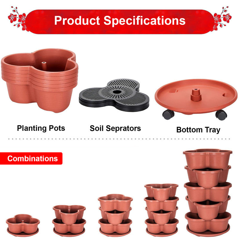 Pots, Planters & Accessories: Hivvago 5-Tier Vertical Garden Planter  Stackable Indoor/Outdoor Pot with Base