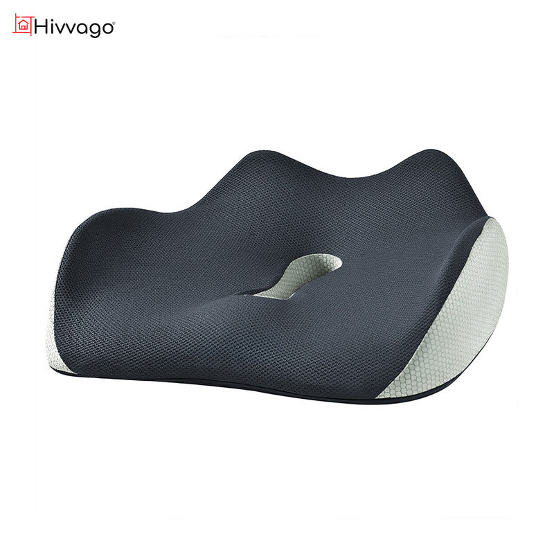 Back Care: Hivvago Memory Foam Seat Cushion  Ergonomic Support for Office, Car & Home, Grey