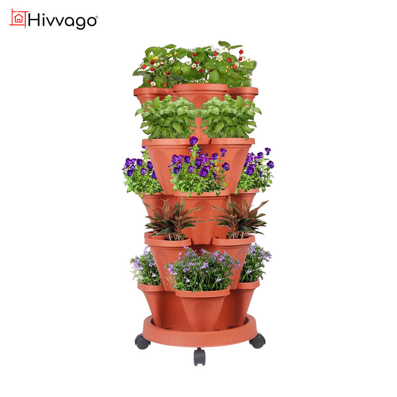 Pots, Planters & Accessories: Hivvago 5-Tier Vertical Garden Planter  Stackable Indoor/Outdoor Pot with Wheel Base
