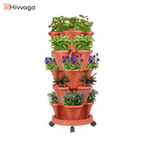 Pots, Planters & Accessories: Hivvago 5-Tier Vertical Garden Planter  Stackable Indoor/Outdoor Pot with Wheel Base