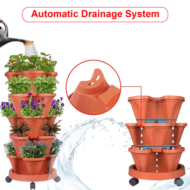 Pots, Planters & Accessories: Hivvago 5-Tier Vertical Garden Planter  Stackable Indoor/Outdoor Pot with Wheel Base