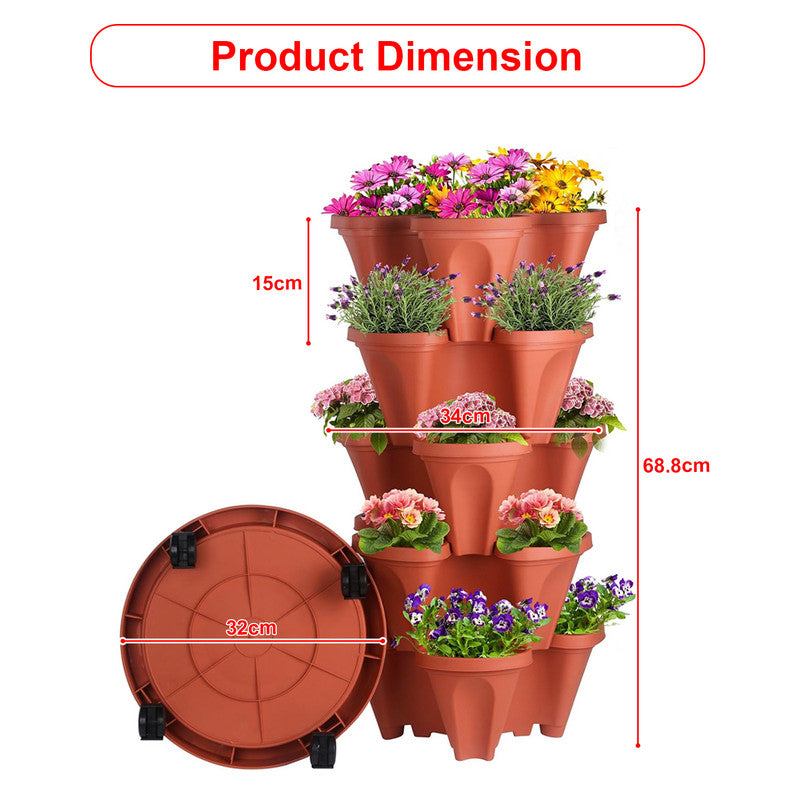 Pots, Planters & Accessories: Hivvago 5-Tier Vertical Garden Planter  Stackable Indoor/Outdoor Pot with Wheel Base
