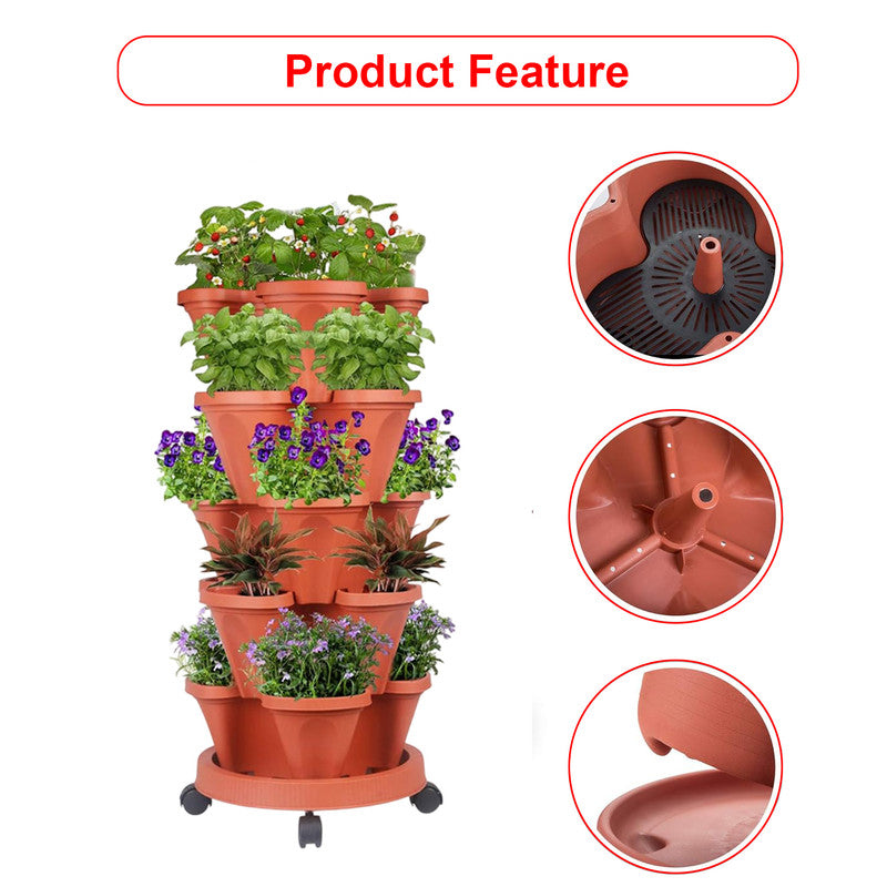 Pots, Planters & Accessories: Hivvago 5-Tier Vertical Garden Planter  Stackable Indoor/Outdoor Pot with Wheel Base