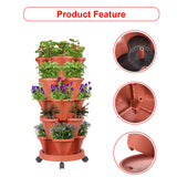Pots, Planters & Accessories: Hivvago 5-Tier Vertical Garden Planter  Stackable Indoor/Outdoor Pot with Wheel Base