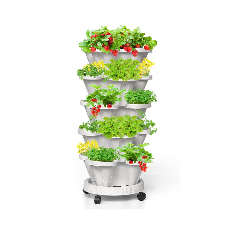 Pots, Planters & Accessories: Hivvago 5-Tier Vertical Garden Planter  Stackable Indoor/Outdoor Pot with Wheel Base
