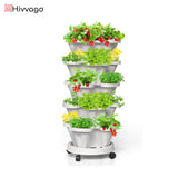 Pots, Planters & Accessories: Hivvago 5-Tier Vertical Garden Planter  Stackable Indoor/Outdoor Pot with Wheel Base