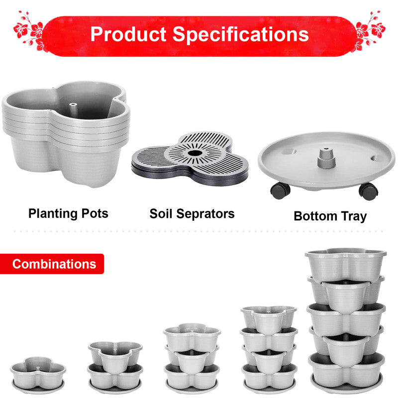 Pots, Planters & Accessories: Hivvago 5-Tier Vertical Garden Planter  Stackable Indoor/Outdoor Pot with Wheel Base