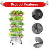 Pots, Planters & Accessories: Hivvago 5-Tier Vertical Garden Planter  Stackable Indoor/Outdoor Pot with Wheel Base