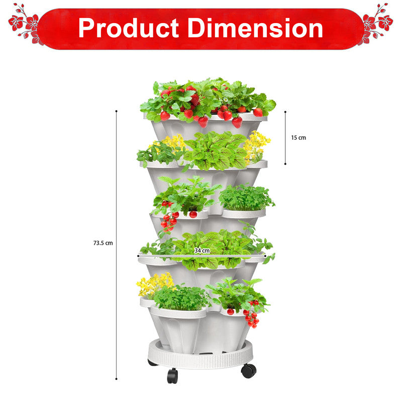 Pots, Planters & Accessories: Hivvago 5-Tier Vertical Garden Planter  Stackable Indoor/Outdoor Pot with Wheel Base