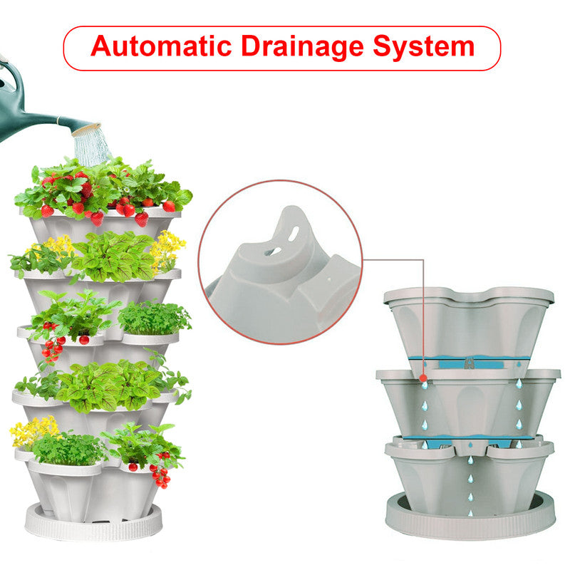 Pots, Planters & Accessories: Hivvago 5-Tier Vertical Garden Planter  Stackable Indoor/Outdoor Pot with Base