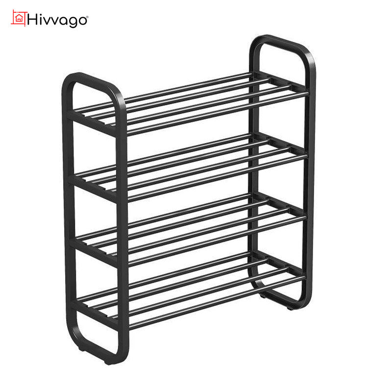 Shoe Storage: Hivvago 4-Layer Shoe Rack  Compact Steel Frame Organizer for Entryway, Black