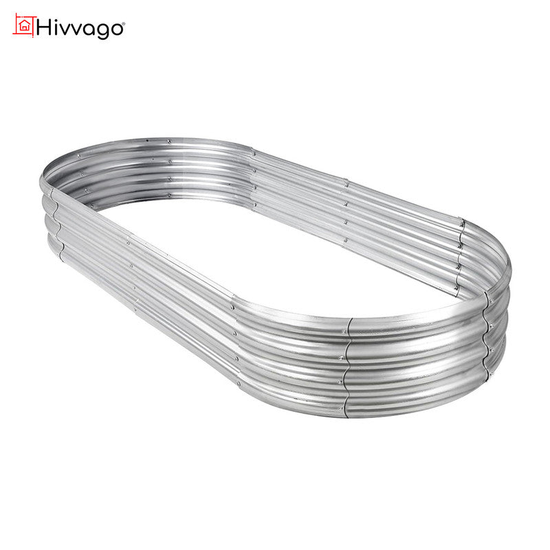 Garden Beds & Planters: Hivvago Raised Garden Bed  Galvanized Steel Planter Box with Open Base, Silver