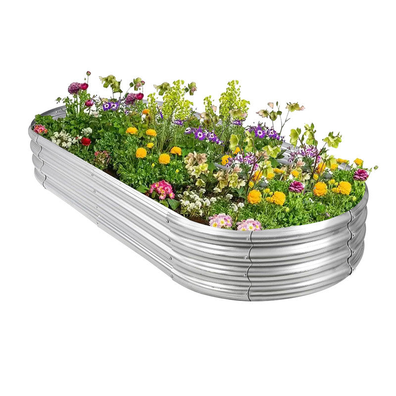 Garden Beds & Planters: Hivvago Raised Garden Bed  Galvanized Steel Planter Box with Open Base, Silver