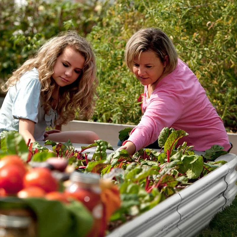 Garden Beds & Planters: Hivvago Raised Garden Bed  Galvanized Steel Planter Box with Open Base, Silver