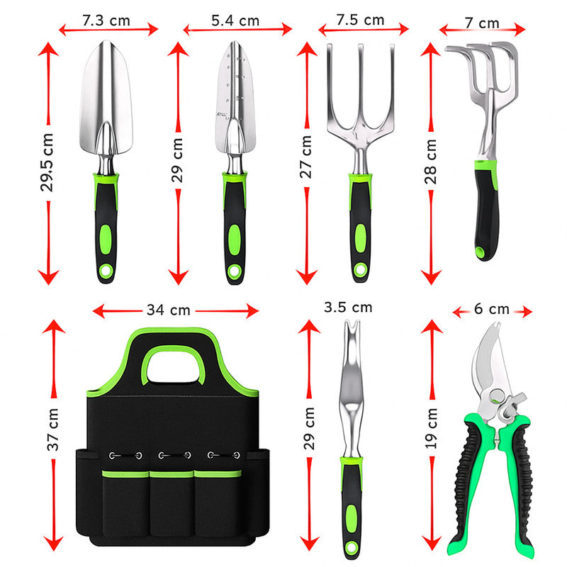 Gardening Tools: Hivvago 8-Piece Stainless Steel Garden Tool Set with Tote & Gloves