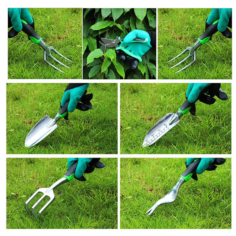 Gardening Tools: Hivvago 8-Piece Stainless Steel Garden Tool Set with Tote & Gloves
