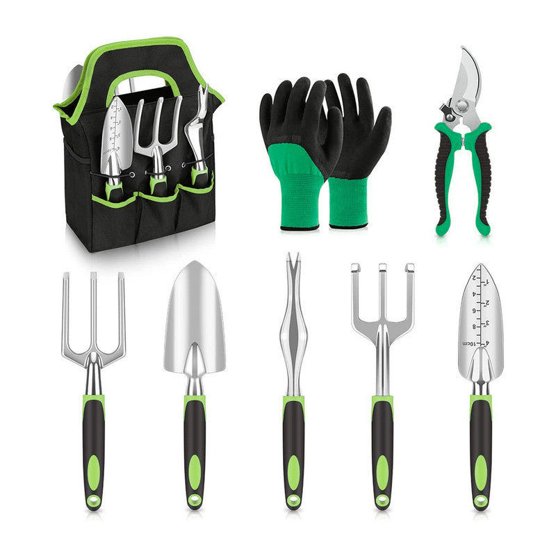 Gardening Tools: Hivvago 8-Piece Stainless Steel Garden Tool Set with Tote & Gloves
