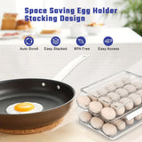Food Storage: Hivvago 2 Layers Automatic Rolling Clear Egg Refrigerator Organizer with Lid