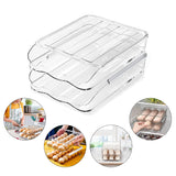 Food Storage: Hivvago 2 Layers Automatic Rolling Clear Egg Refrigerator Organizer with Lid
