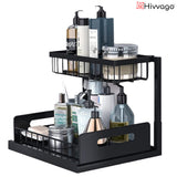 Bathroom Cabinets, Cupboards & Storage: Hivvago 2-Tier Pull-Out Under Sink Organizer Storage Shelf For Kitchen