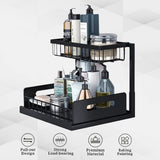 Bathroom Cabinets, Cupboards & Storage: Hivvago 2-Tier Pull-Out Under Sink Organizer Storage Shelf For Kitchen