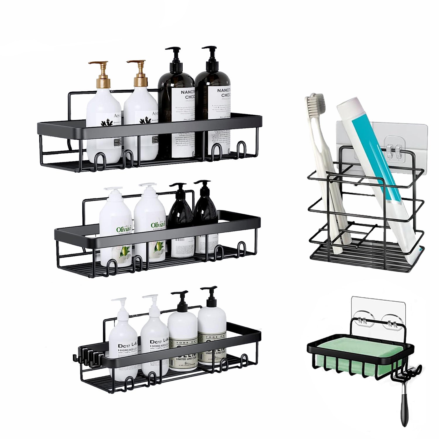 Bathroom Cabinets, Cupboards & Storage: Hivvago Stainless Steel Bathroom Organizer with Adhesive Shelves