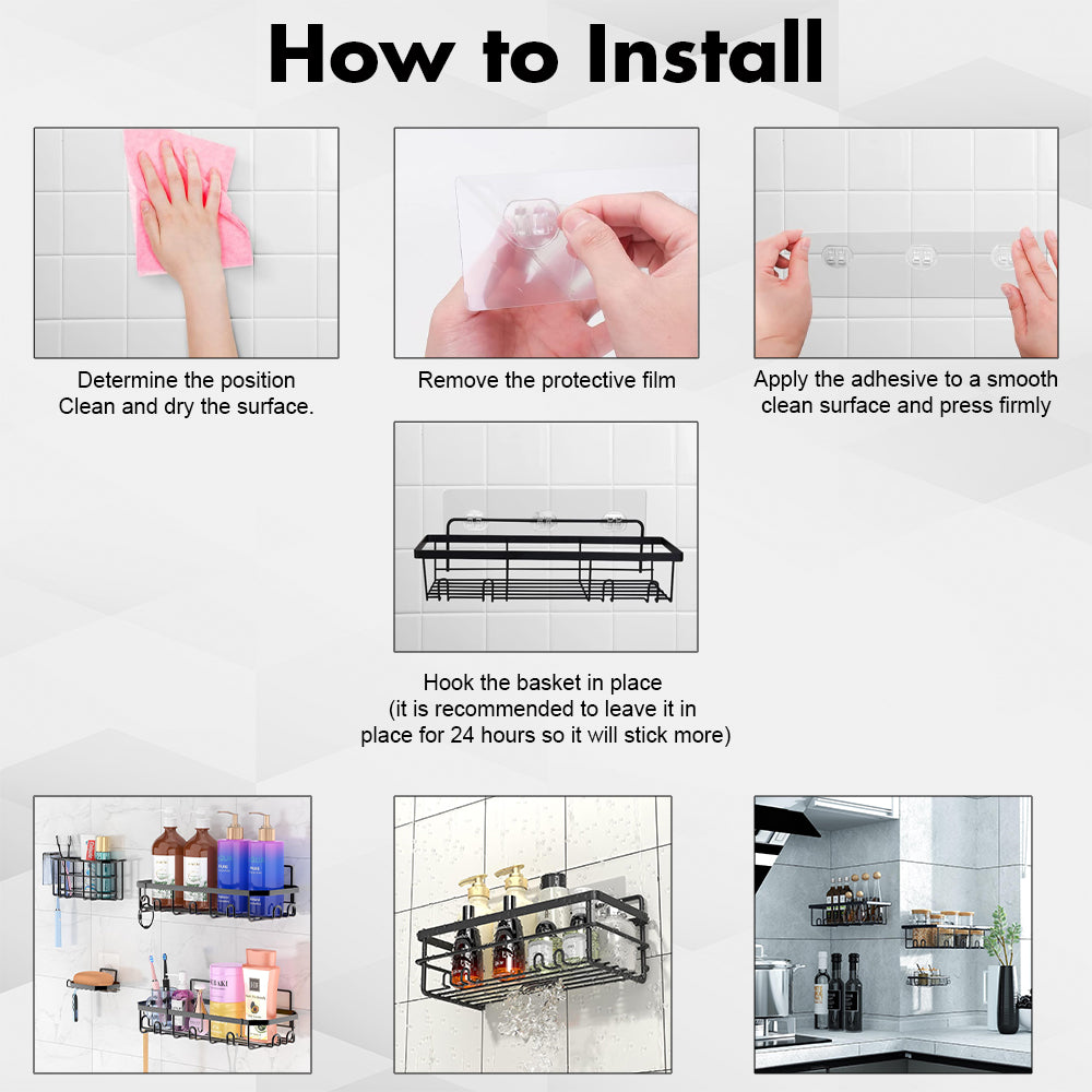 Bathroom Cabinets, Cupboards & Storage: Hivvago Stainless Steel Bathroom Organizer with Adhesive Shelves