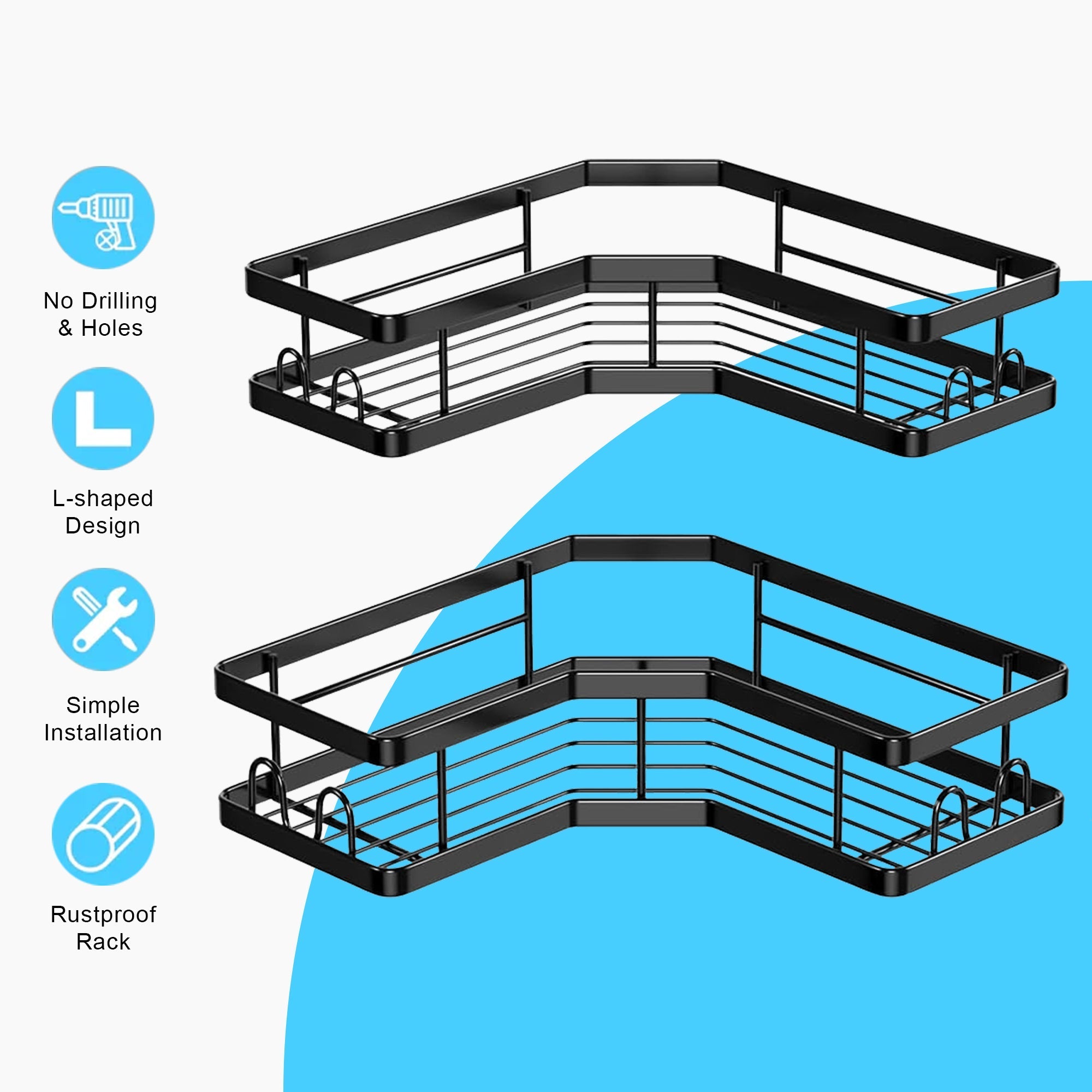 Bathroom Cabinets, Cupboards & Storage: Hivvago Stainless Steel Bathroom Organizer Shelves