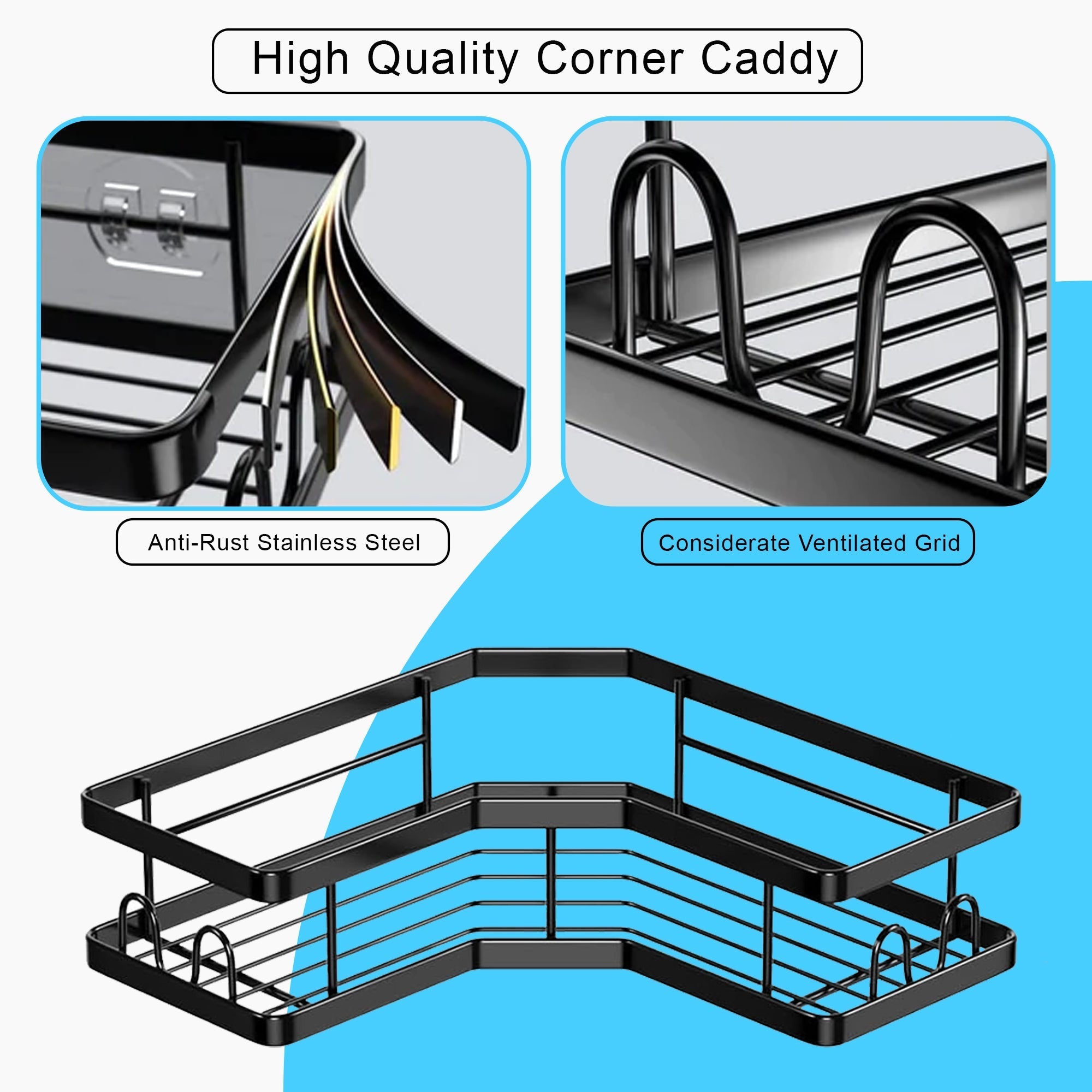 Bathroom Cabinets, Cupboards & Storage: Hivvago Stainless Steel Bathroom Organizer Shelves