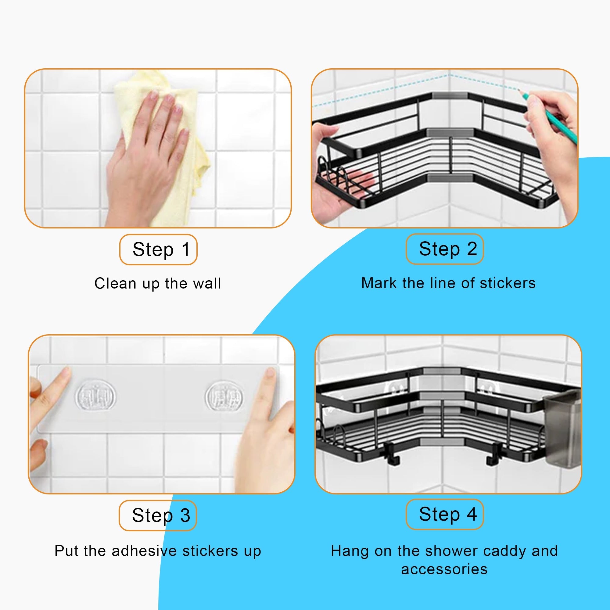 Bathroom Cabinets, Cupboards & Storage: Hivvago Stainless Steel Bathroom Organizer Shelves
