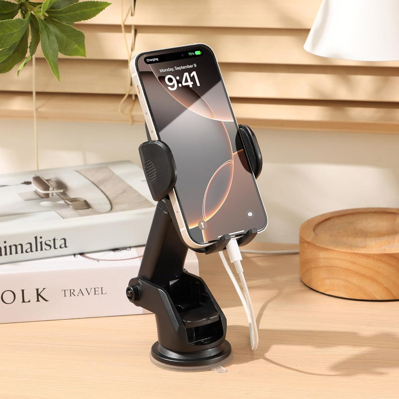 Car Mounts: Urbanoki 4 in 1 Car Phone Holder Dashboard Windshield Vent Mount for All Phones - Black