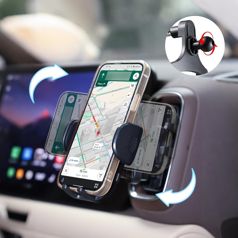 Car Mounts: Urbanoki 4 in 1 Car Phone Holder Dashboard Windshield Vent Mount for All Phones - Black