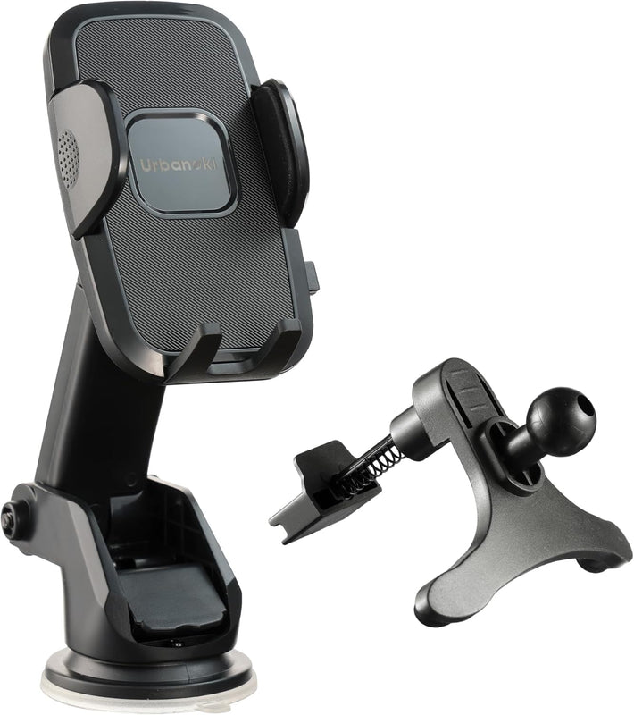 Car Mounts: Urbanoki 4 in 1 Car Phone Holder Dashboard Windshield Vent Mount for All Phones - Black