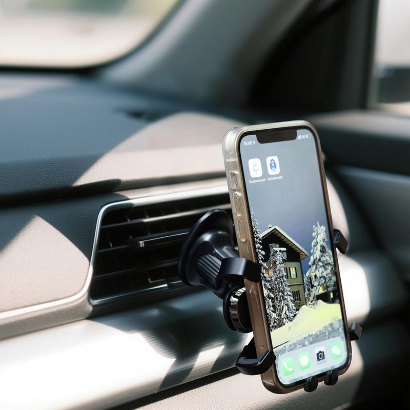 Car Mounts: Urbanoki Air Vent Car Phone Holder Mount Strong Grip for Smartphones - Black