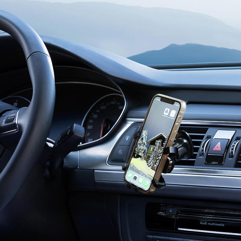 Car Mounts: Urbanoki Air Vent Car Phone Holder Mount Strong Grip for Smartphones - Black
