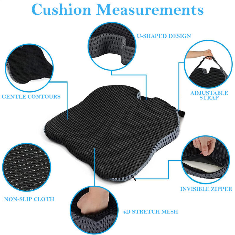 Back Care: Vagooz Car Wedge Seat Cushion  Memory Foam Booster with Non-Slip Base, Black