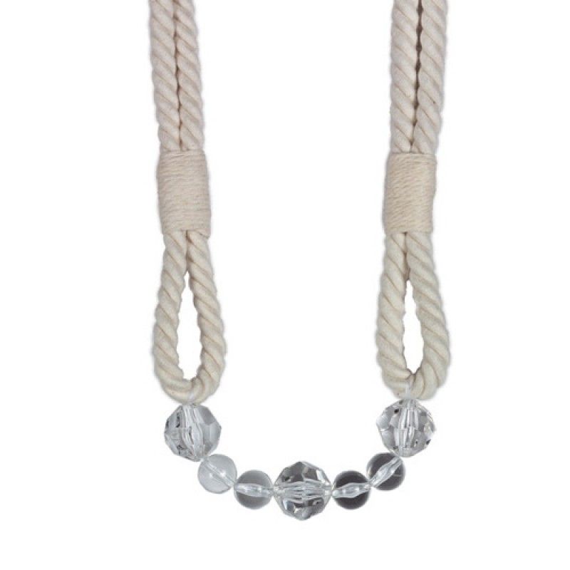 Natural Cotton Beaded Rope Curtain Tieback