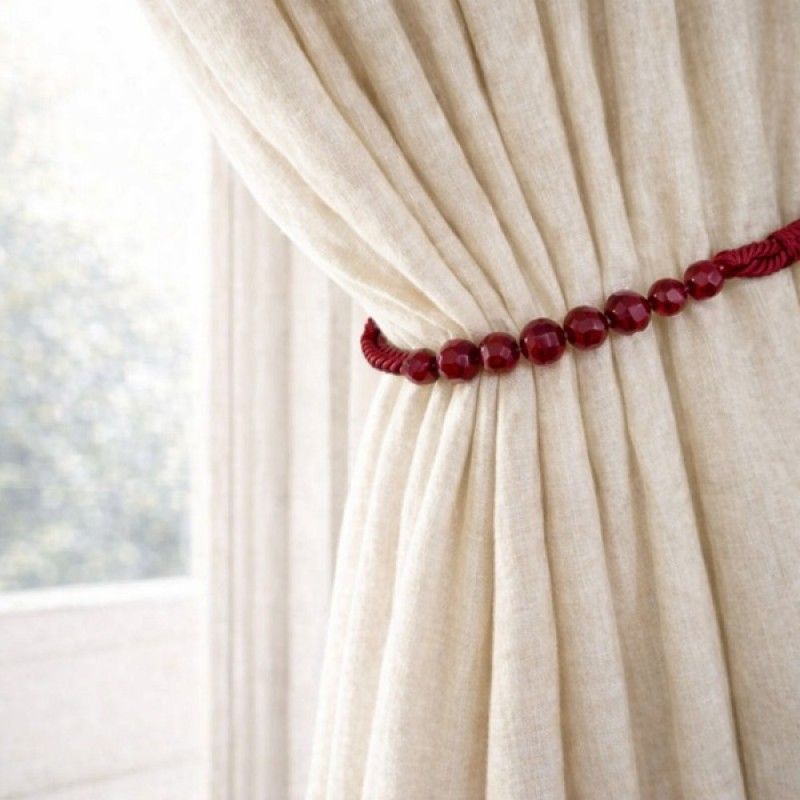 Burgundy Beaded Rope Curtain Tieback