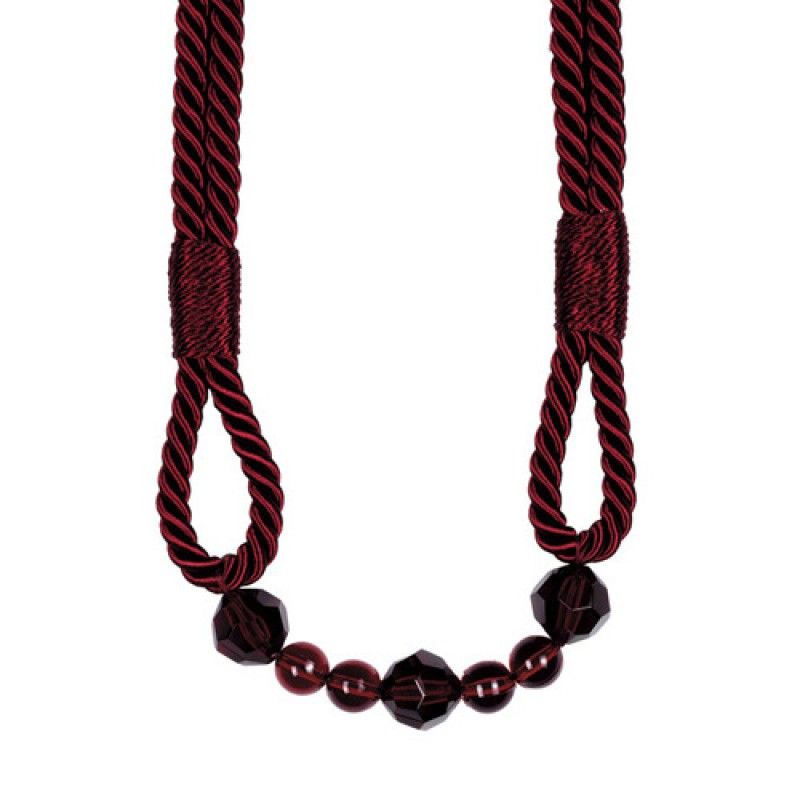 Burgundy Beaded Rope Curtain Tieback