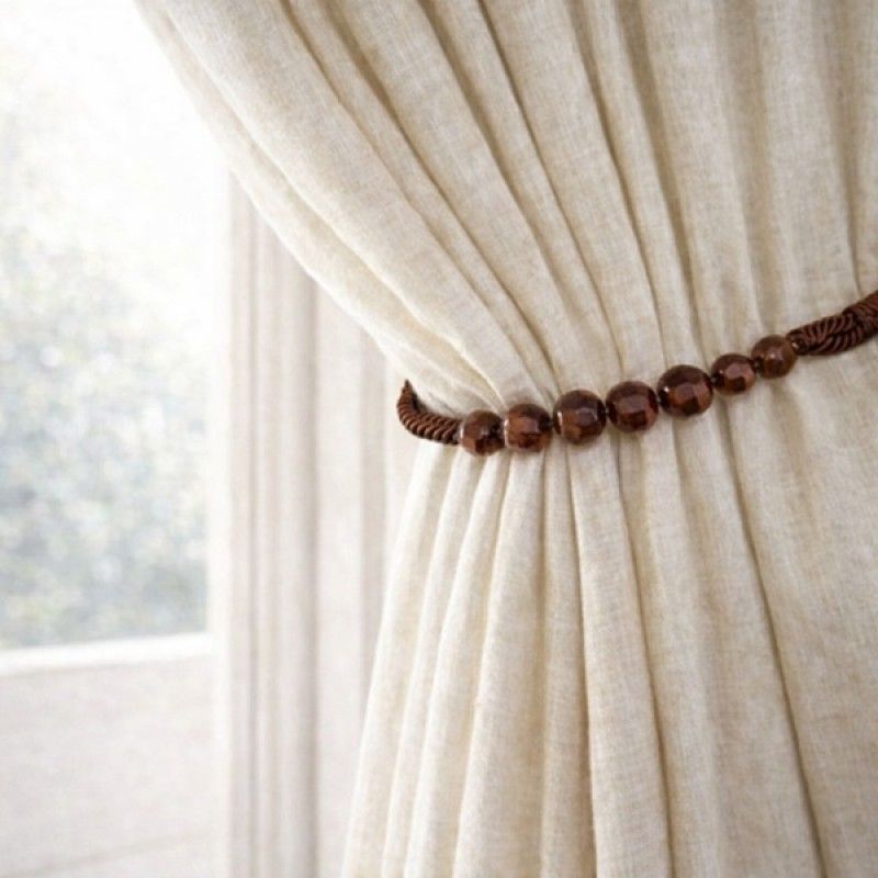 Walnut Brown Beaded Rope Curtain Tieback