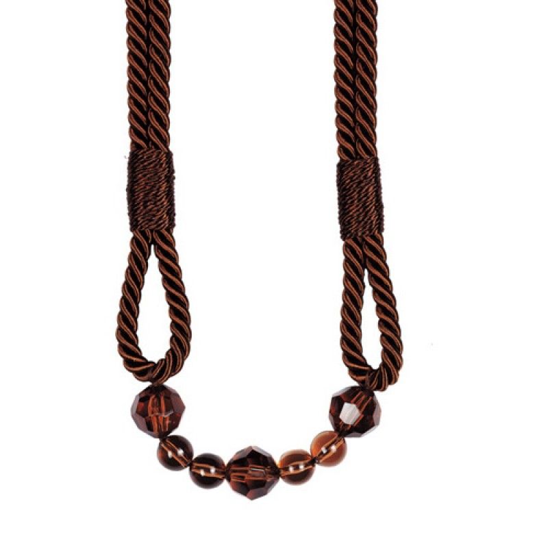 Walnut Brown Beaded Rope Curtain Tieback