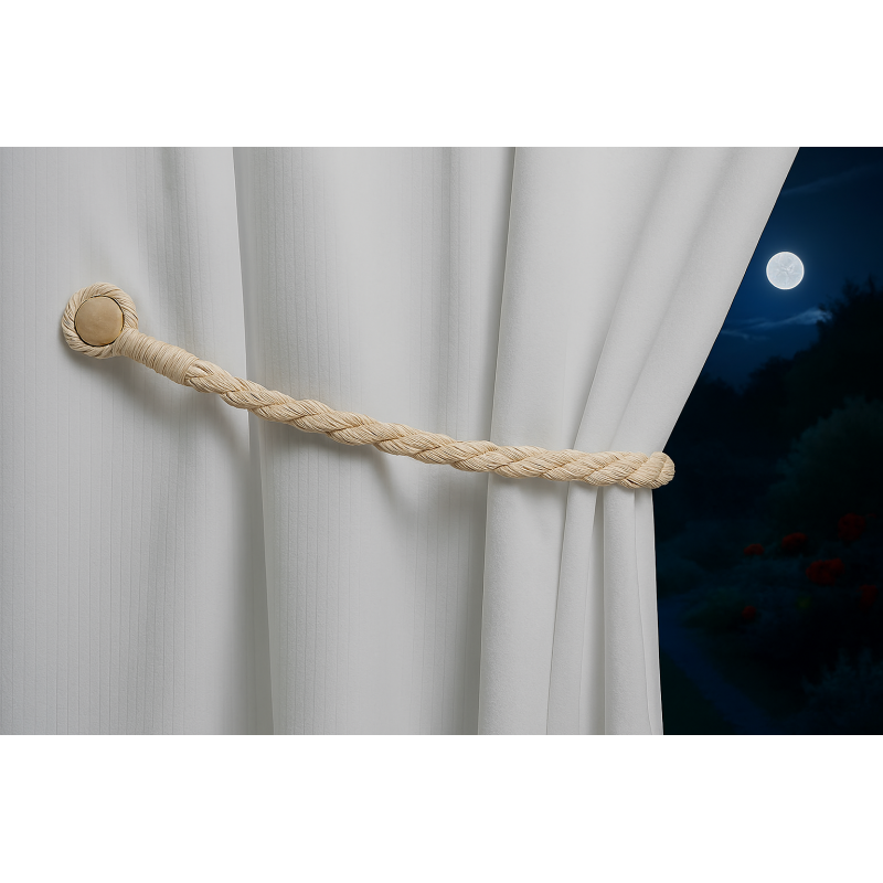 Curtain Accessories: Magnetic weaved rope tieback Linen