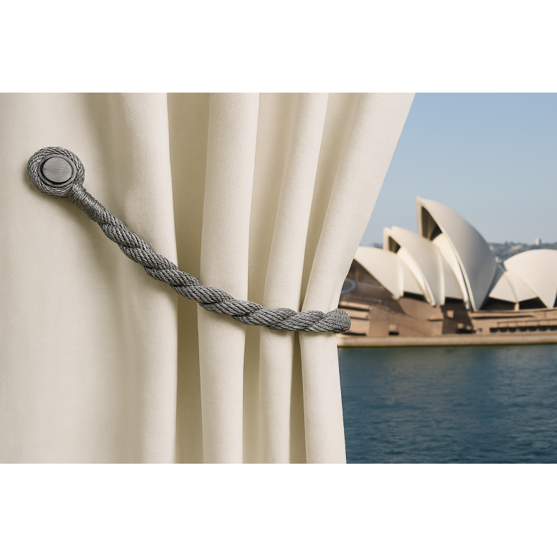 Curtain Accessories: Magnetic weaved rope tieback Grey
