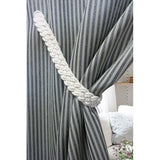 Curtain Accessories: Ecru white rustique braided magnetic tieback